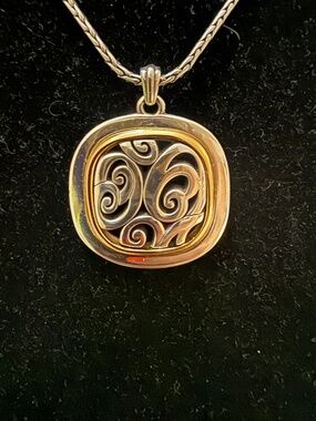 Brighton Spin Master Two-Tone Swirl Pendant Necklace NWT - Silver & Gold - JN542